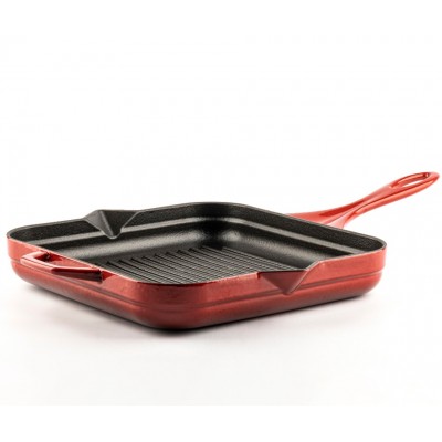 Emailitud malmist grillpann Hosse, Rubin, 28x28cm - Malmist grillpann
