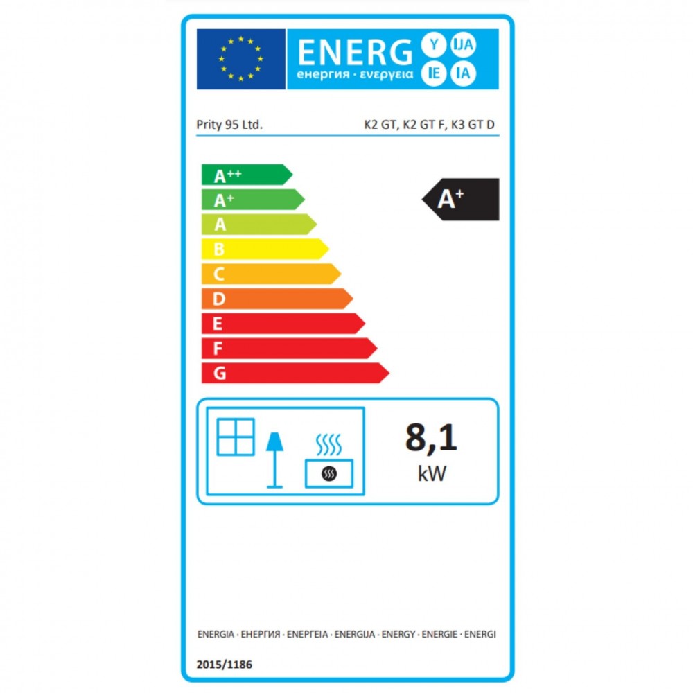 Puuküttega pliit Prity K3 GT D, 8.1 kW |  |  |