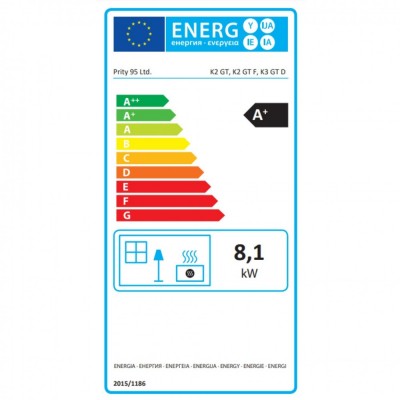 Puuküttega pliit Prity K3 GT D, 8.1 kW - Prity