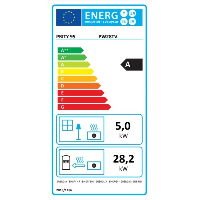 Puuküttega kamin Prity koos sisseehitatud katlaga P W28 TV, 28,2 kW - Prity