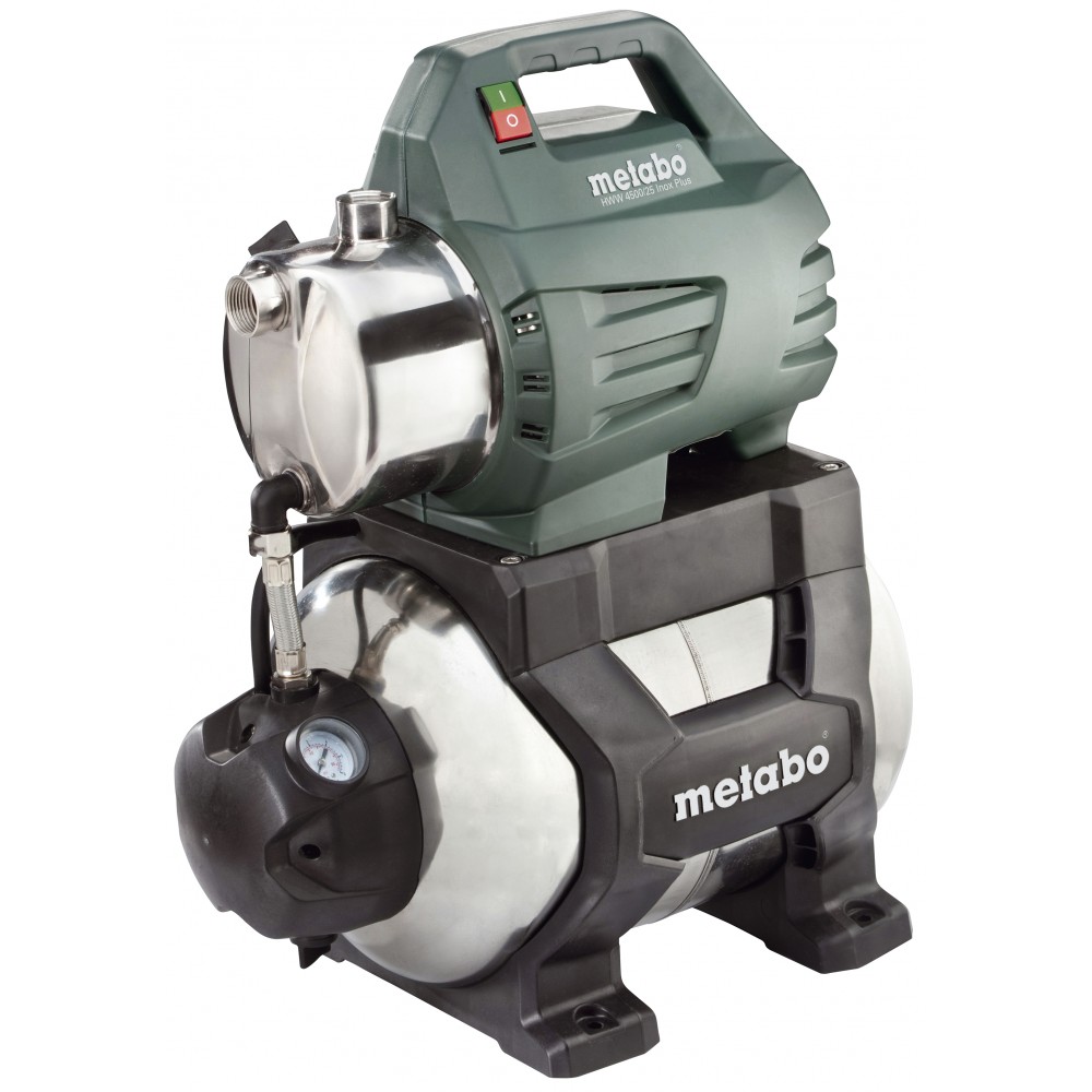 Ühefaasiline hüdrofoorveepump METABO HWW 4500/25 INOX PLUS, võimsus 1300 W, vooluhulk 4500 l/h, tõstekõrgus 48 m, paagi maht 24 L | Hüdrofoor Pump | Veepump |