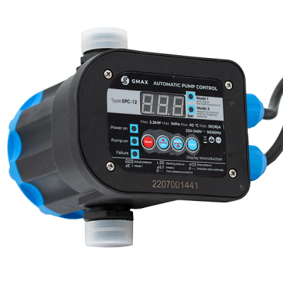 Rõhuregulaator EPC-12 digitaalse ekraani ja reguleeritavate läviväärtustega Gmax – suurus 1", võimsus 2,2 kW, sagedus 50–60 Hz, pinge 220–240 V - Veepump