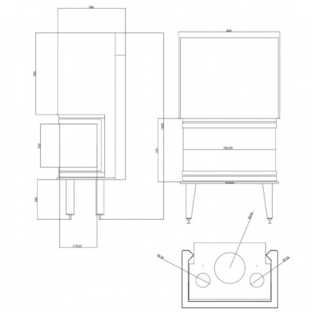Kaminasüdamik Balkan Energy ATS AIR PANORAMA 800, 16.04kW | Kaminasüdamik | Kaminad |