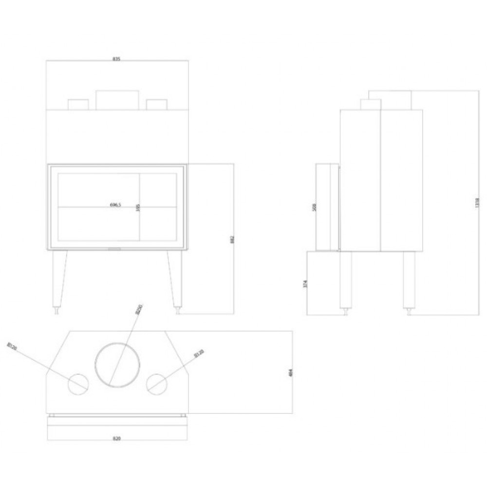 Kaminasüdamik Balkan Energy ATS STABLE AIR 800, koos õhukanalite, 15.95kW | Kaminasüdamik | Kaminad |