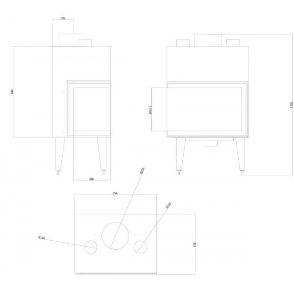 Kaminasüdamik Balkan Energy ATS STABLE AIR CORNER 700, koos õhukanalite, õigus, 14.01kW | Kaminasüdamik | Kaminad |