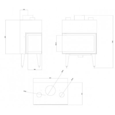 Kaminasüdamik Velmora Fire ATS STABLE AIR CORNER 800, koos õhukanalite, õigus, 15.15kW - Toote võrdlus