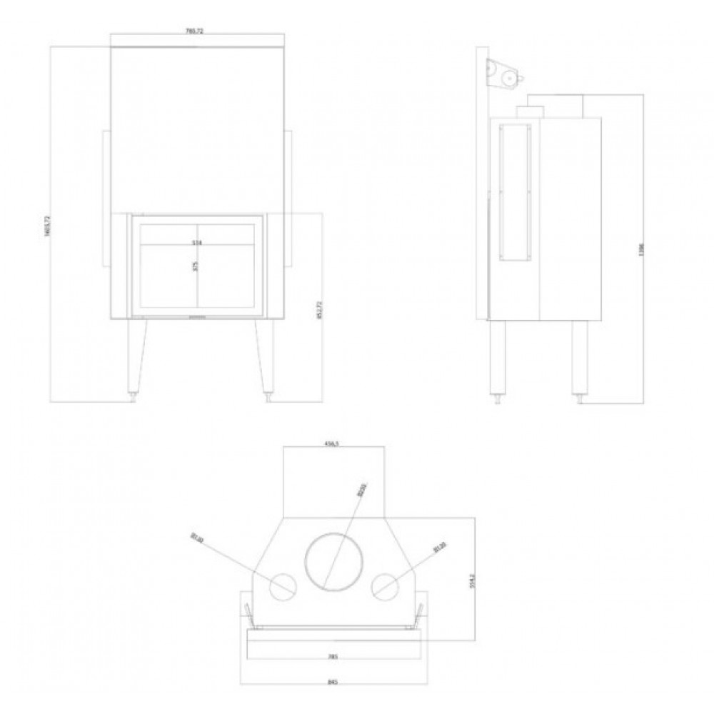 Kaminasüdamik Balkan Energy ATS STRAIGHT AIR 700, koos õhukanalite, 14.89kW | Kaminasüdamik | Kaminad |