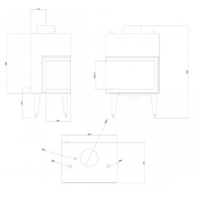 Veesärgiga kaminasüdamik Velmora Fire ATS STABLE HYDRO CORNER 700, õigus, 19.56kW - Kaminad