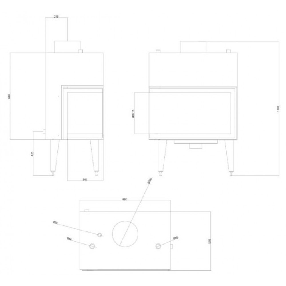 Veesärgiga kaminasüdamik Balkan Energy ATS STABLE HYDRO CORNER 800, vasakule, 24.58kW | Veesärgiga kaminasüdamik | Kaminad |