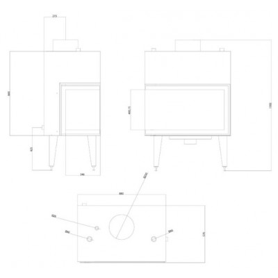 Veesärgiga kaminasüdamik Velmora Fire ATS STABLE HYDRO CORNER 800, õigus, 24.58kW - Kaminad