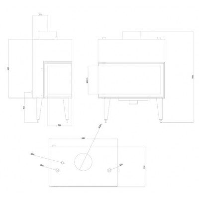 Veesärgiga kaminasüdamik Velmora Fire ATS STABLE HYDRO CORNER 900, õigus, 27.23kW - Kaminad