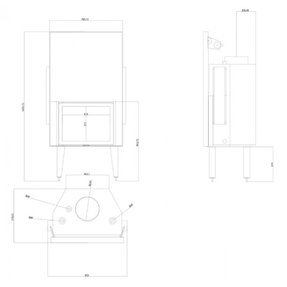 Veesärgiga kaminasüdamik Balkan Energy ATS STRAIGHT HYDRO 700, 24.56kW | Veesärgiga kaminasüdamik | Kaminad |