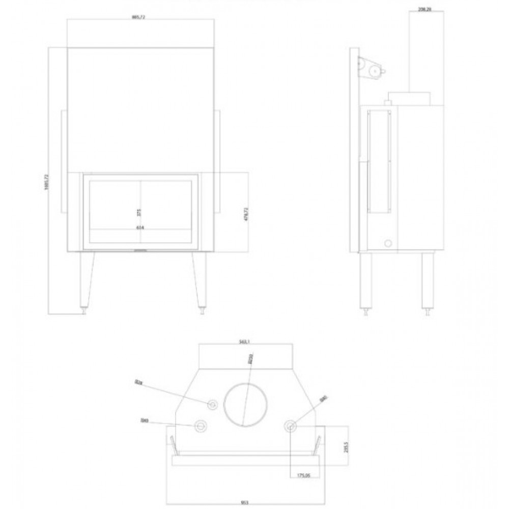 Veesärgiga kaminasüdamik Balkan Energy ATS STRAIGHT HYDRO 800, 29.58kW | Veesärgiga kaminasüdamik | Kaminad |