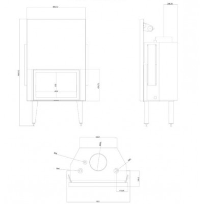 Veesärgiga kaminasüdamik Velmora Fire ATS STRAIGHT HYDRO 800, 29.58kW - Kaminad