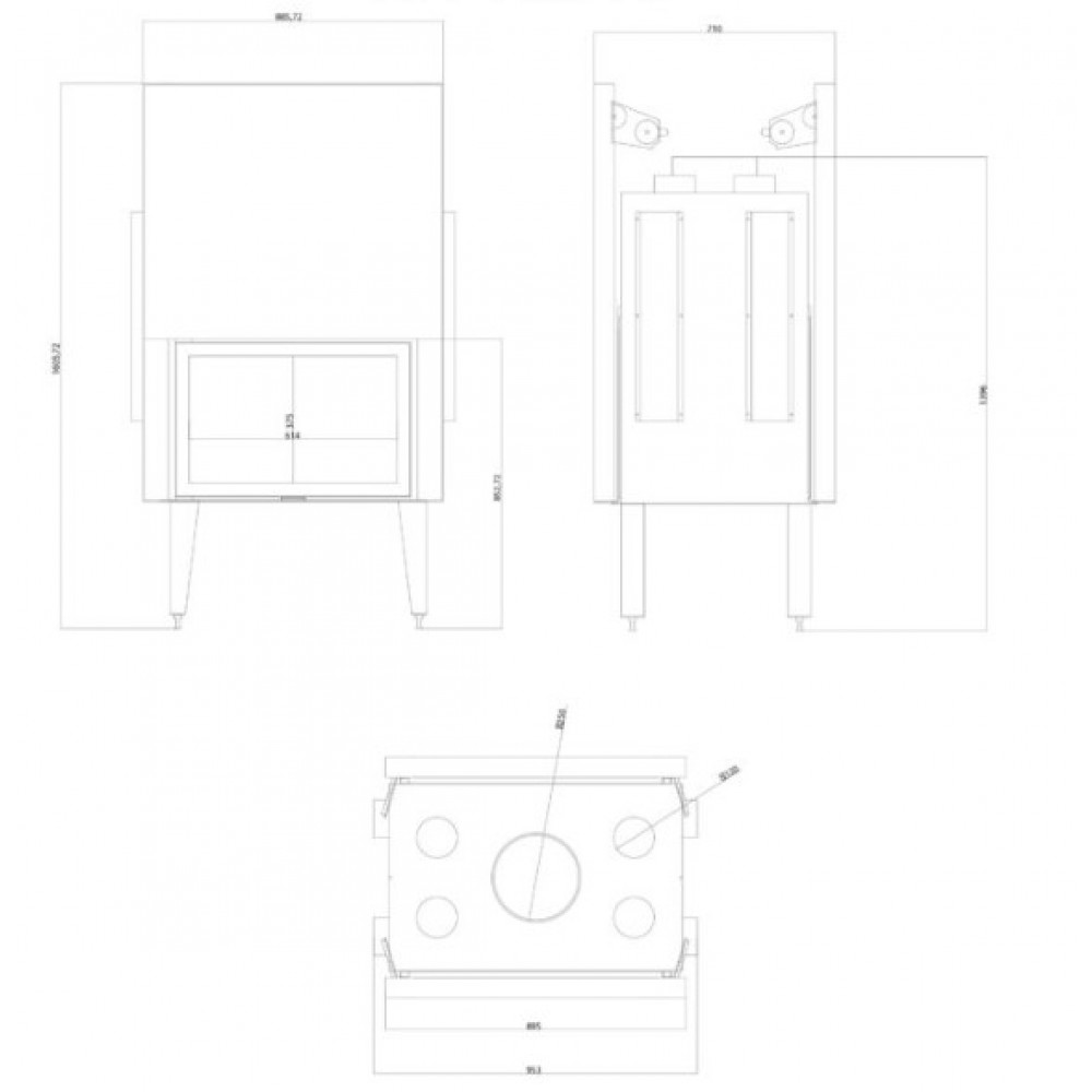 Kaminasüdamik Balkan Energy ATS TUNNEL AIR 800, koos õhukanalite, 16.1kW | Kaminasüdamik | Kaminad |