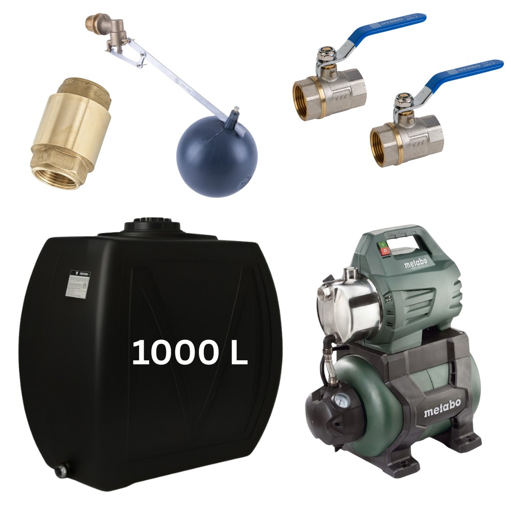 Komplekt „Joogivee 1000L“ koos Mavil joogiveemahutiga Narrow (must) ja Metabo hüdrofoorpumbaga | Joogivee mahutid |  |