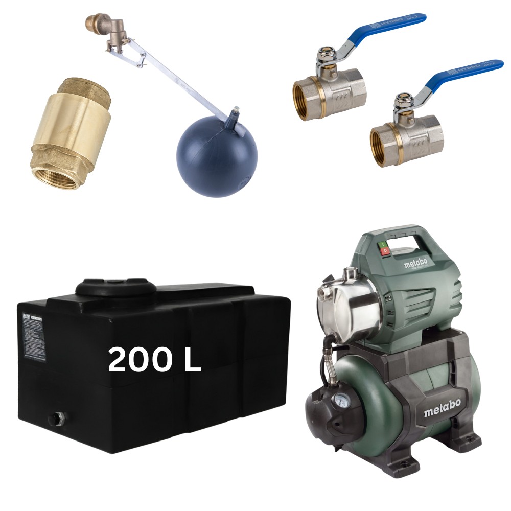 Komplekt „Joogivee 200L“ koos Mavil joogiveemahutiga Loft (must) ja Metabo hüdrofoorpumbaga | Joogivee mahutid |  |