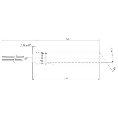 Pelleti süütepulk koos juhttoruga pelletikaminatele  Jotul, Ravelli ja teised, kogupikkus 144mm, 350W - Pelleti süütepulk