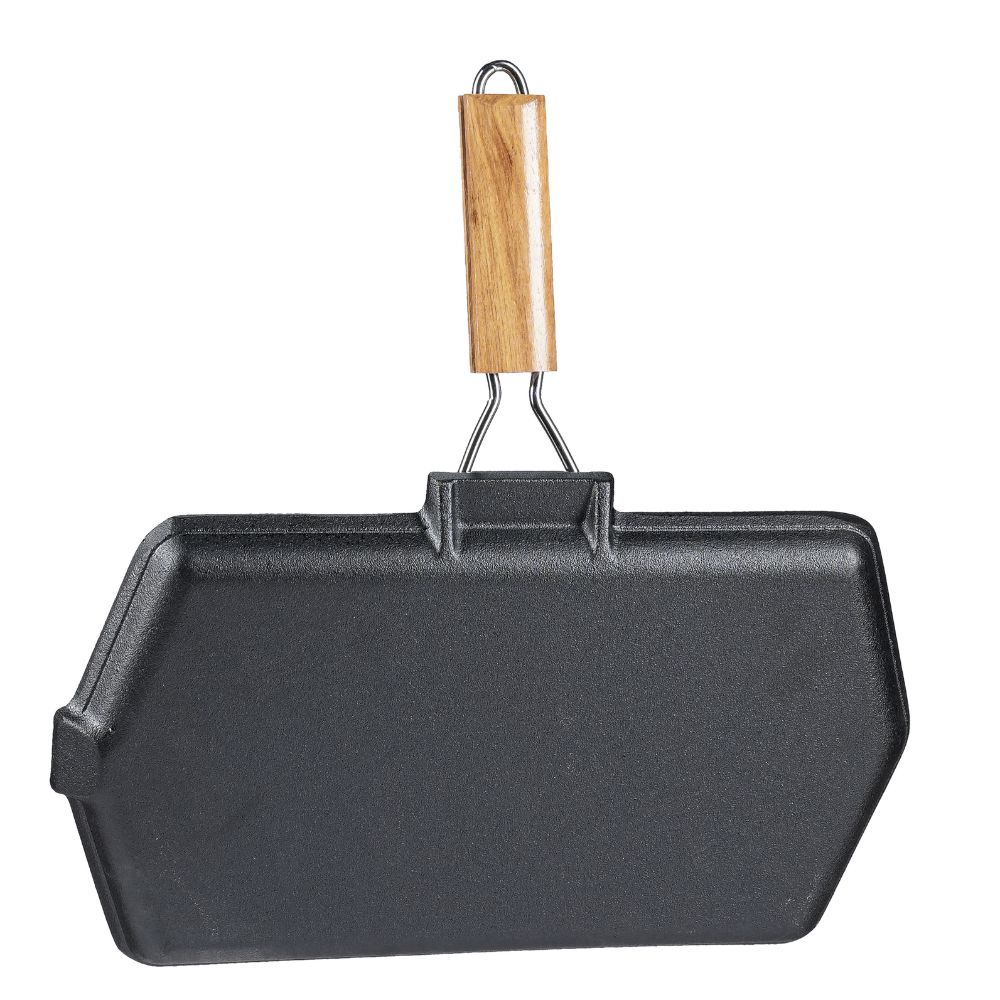 Malmist grillpann kokkuklapitava puidust käepidemega, 35x21 cm | Malmist grillpann | Malmpann |