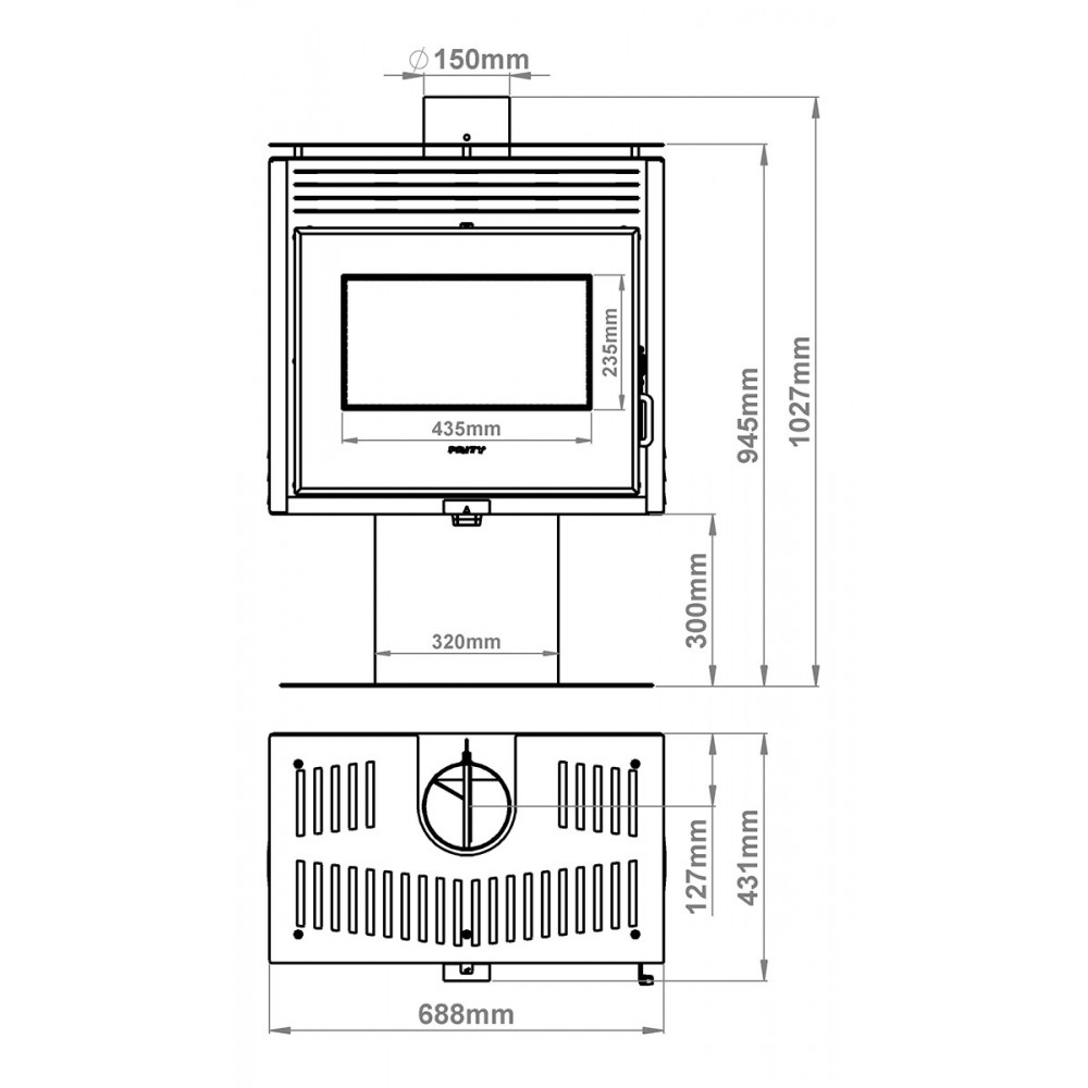 Kaminpliit Prity PM3L E, 10.8kW | Kaminpliidid / Puupliidid Prity | Prity |