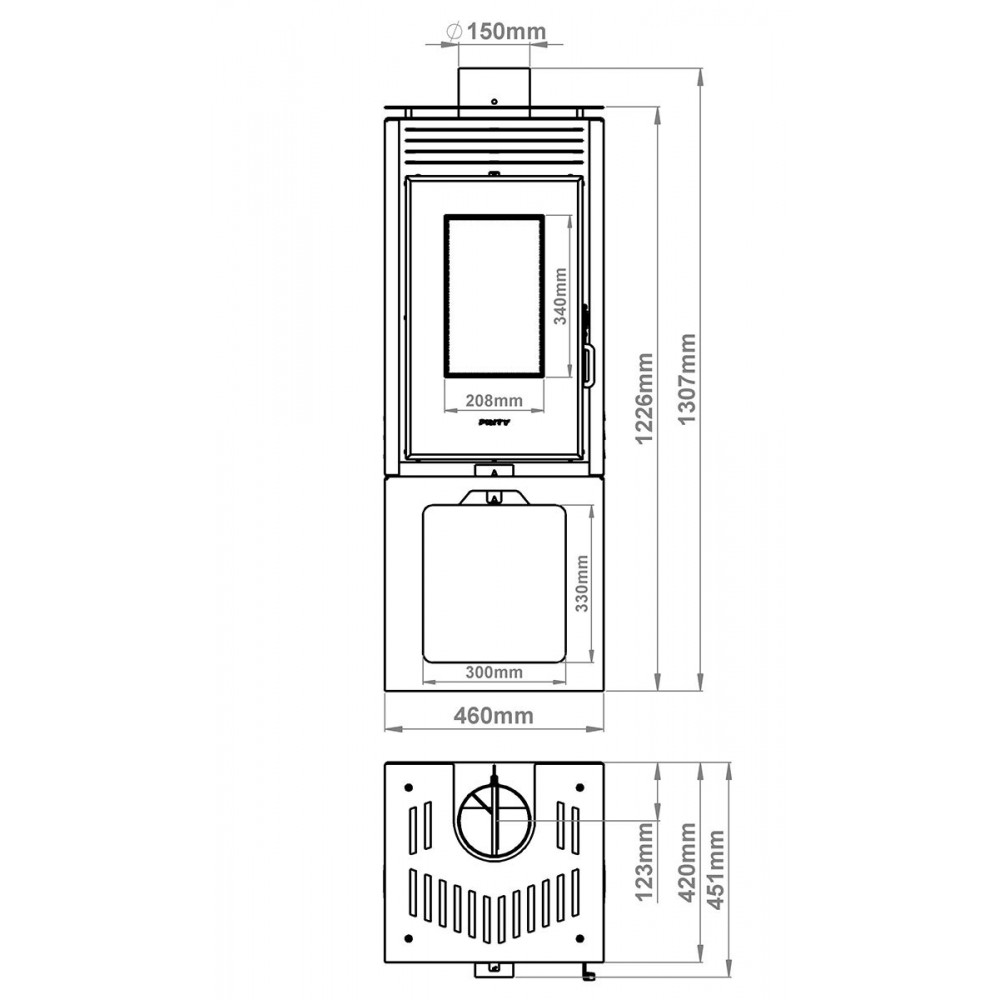 Kaminpliit / puupliit Prity PMV3 Е, 10.8kW | Kaminpliidid / Puupliidid Prity | Prity |