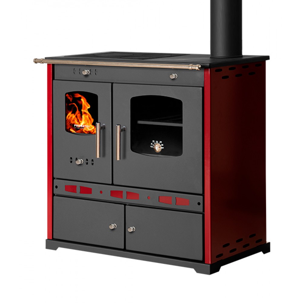 Puuküttega pliit Prometey Perfect Eco Lux parema lõõriga, Burgundia, 7.5kW | Puuküttega pliidid |  |