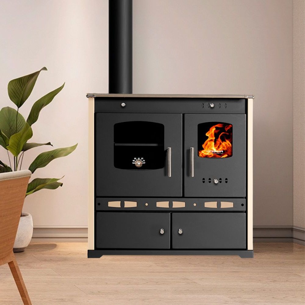 Puuküttega pliit Prometey Perfect Eco Lux vasaku lõõriga, elevandiluu, 7.5kW | Puuküttega pliidid |  |