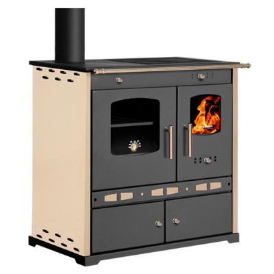 Puuküttega pliit Prometey Perfect Eco Lux vasaku lõõriga, elevandiluu, 7.5kW - Puuküttega pliidid