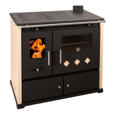 Puuküttega pliit Prometey Perfect Practik Lux, elevandiluu, parem lõõr, 9.5kW - Puuküttega pliidid