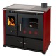 Puuküttega pliit Prometey Perfect Practik Lux with ceramic hob, right flue, burgundy, 9.5kW | Puuküttega pliidid |  |