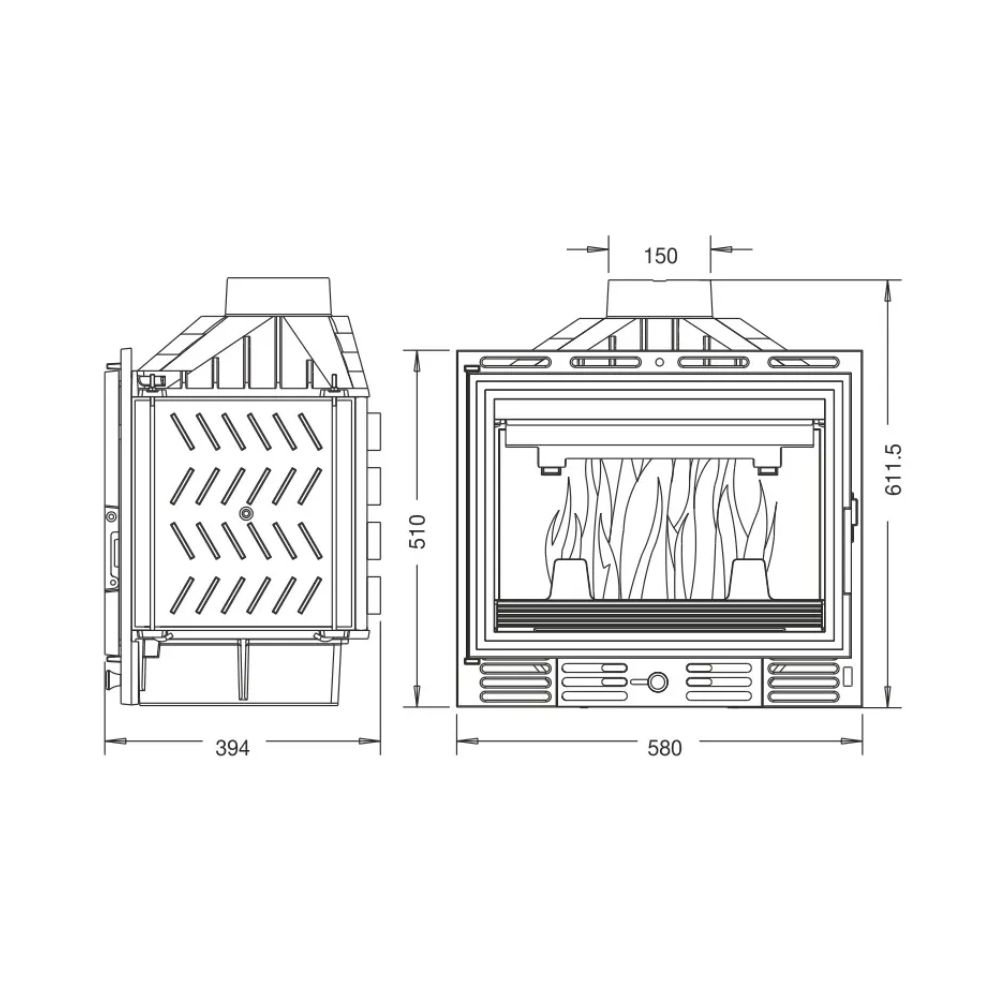 Kaminasüdamik UNIFLAM 600 ECO koos klapiga, 8 kW | Kaminasüdamik | Kaminad |
