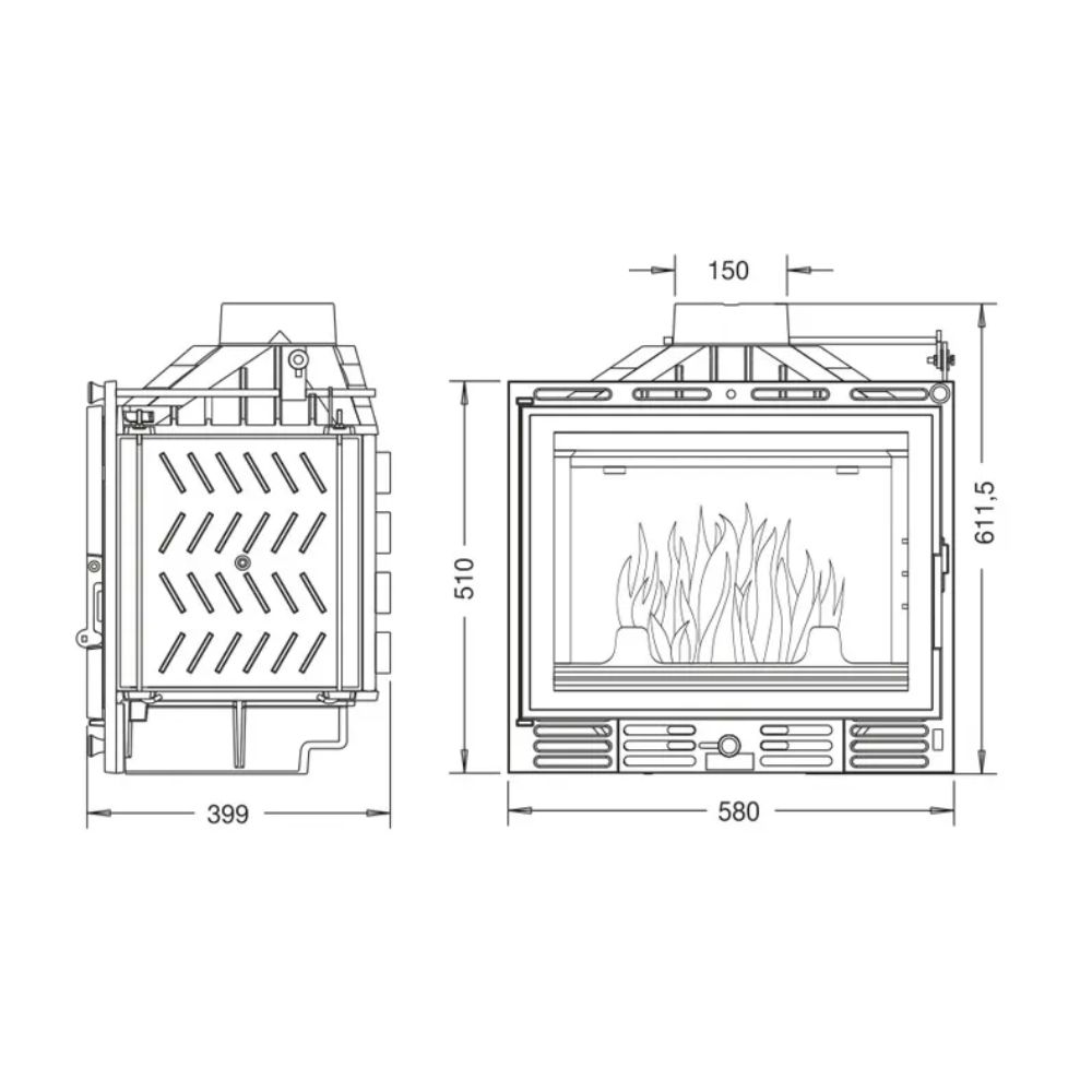 Kaminasüdamik UNIFLAM 600 PLUS ECO koos klapiga, 8 kW | Kaminasüdamik | Kaminad |
