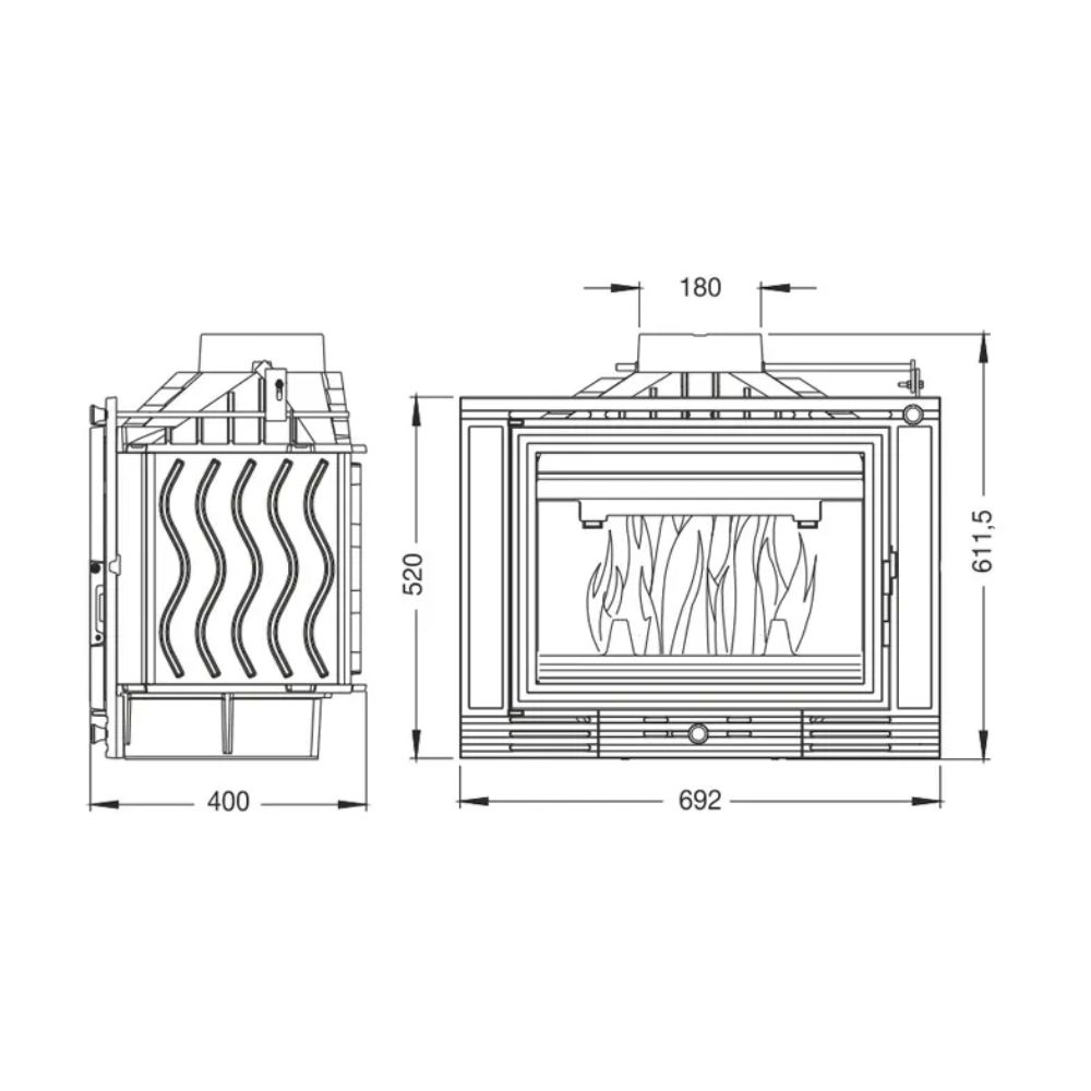 Kaminasüdamik UNIFLAM 700 ECO koos klapiga, 8 kW | Kaminasüdamik | Kaminad |