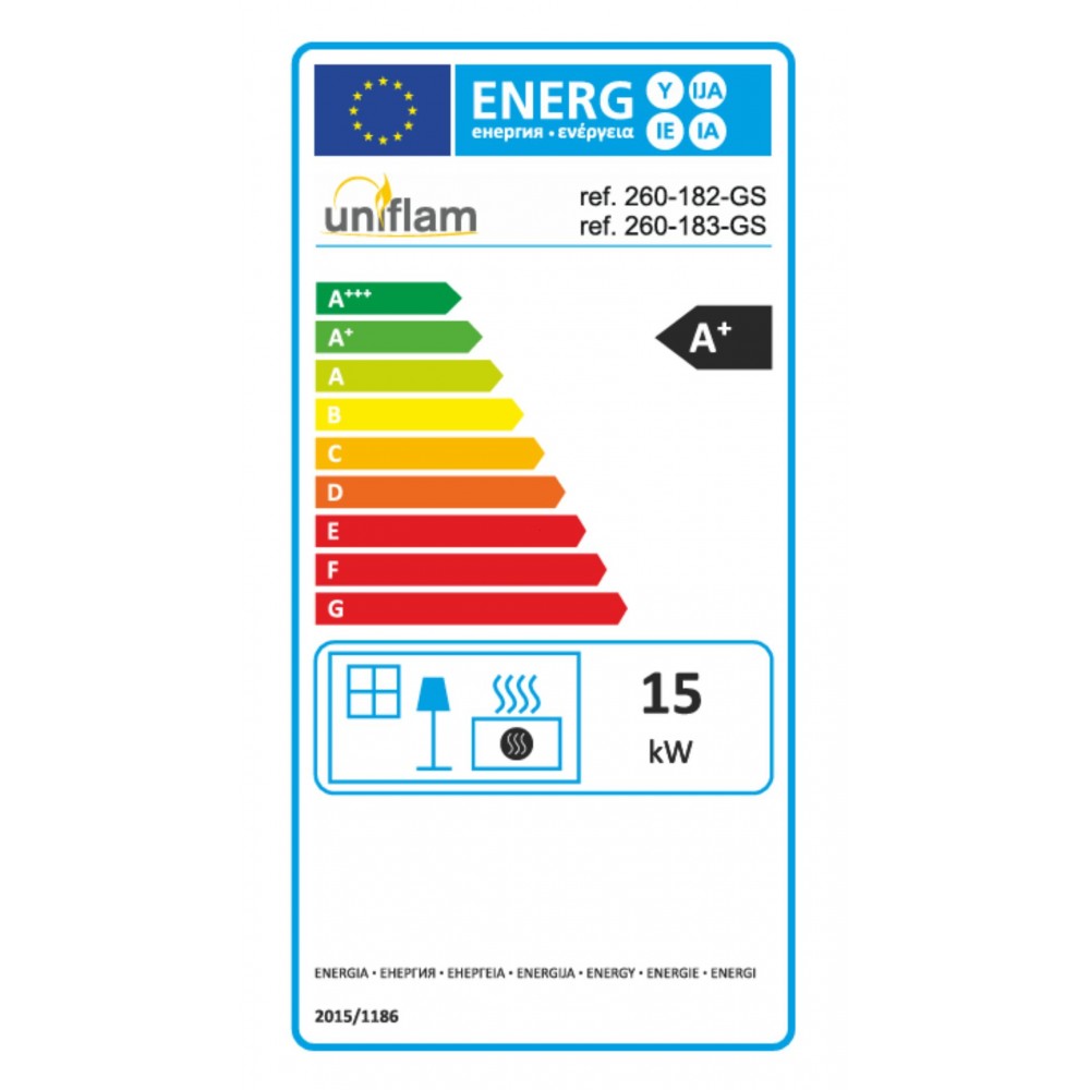 Kaminasüdamik UNIFLAM 860 EVO PBS koos õhukanalite ja õhuvarustusega, kõver klaas, vasakul pool, 15 kW | Kaminasüdamik | Kaminad |