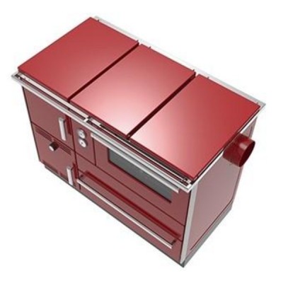 Puuküttega veesärgiga pliit Alfa Plam Alfa Term 35 Punane, 32kW - Kaminpliidid / Puupliidid