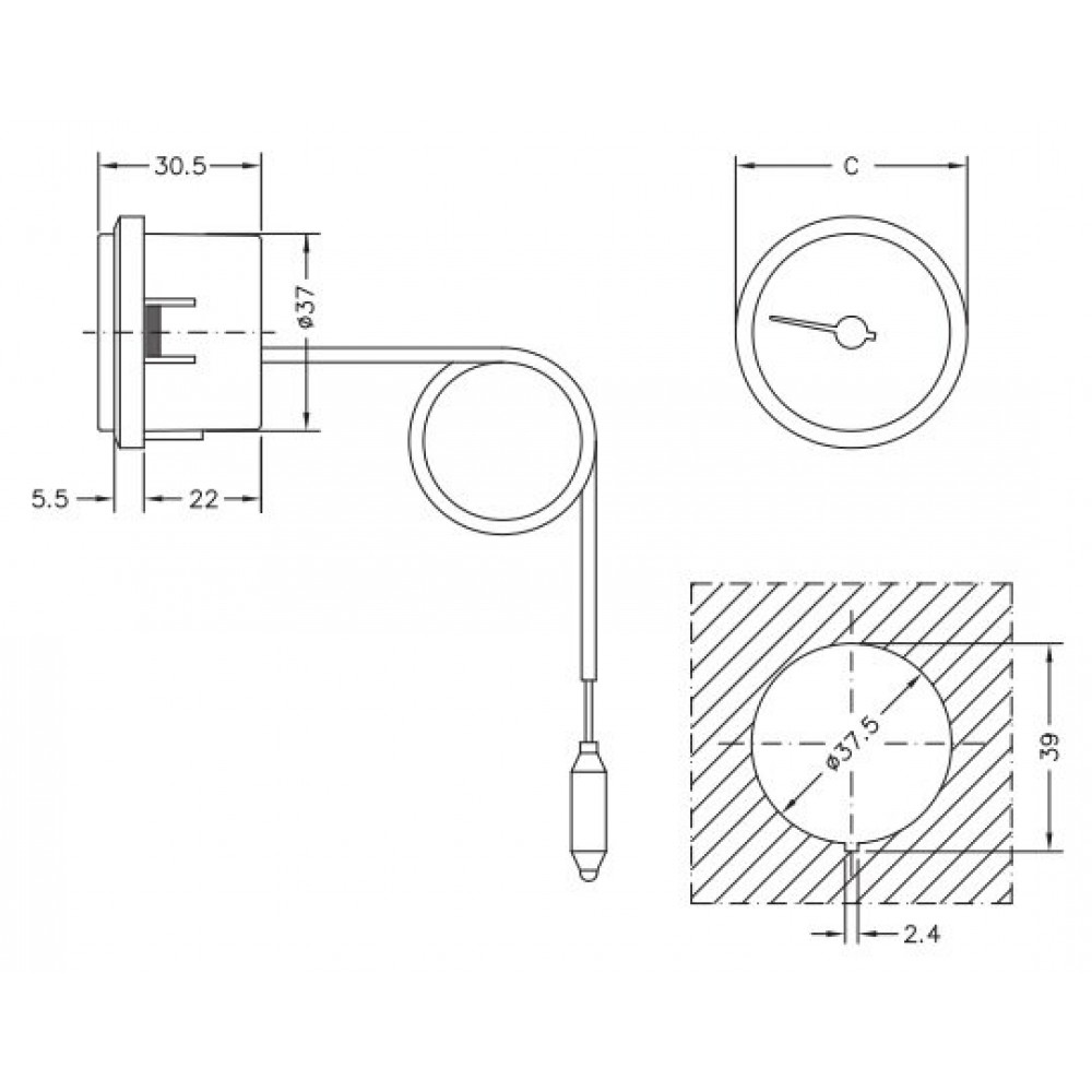 Capillary thermometer Cewal, Plastic case DN50 | Thermometers/Manometers | Control Devices |