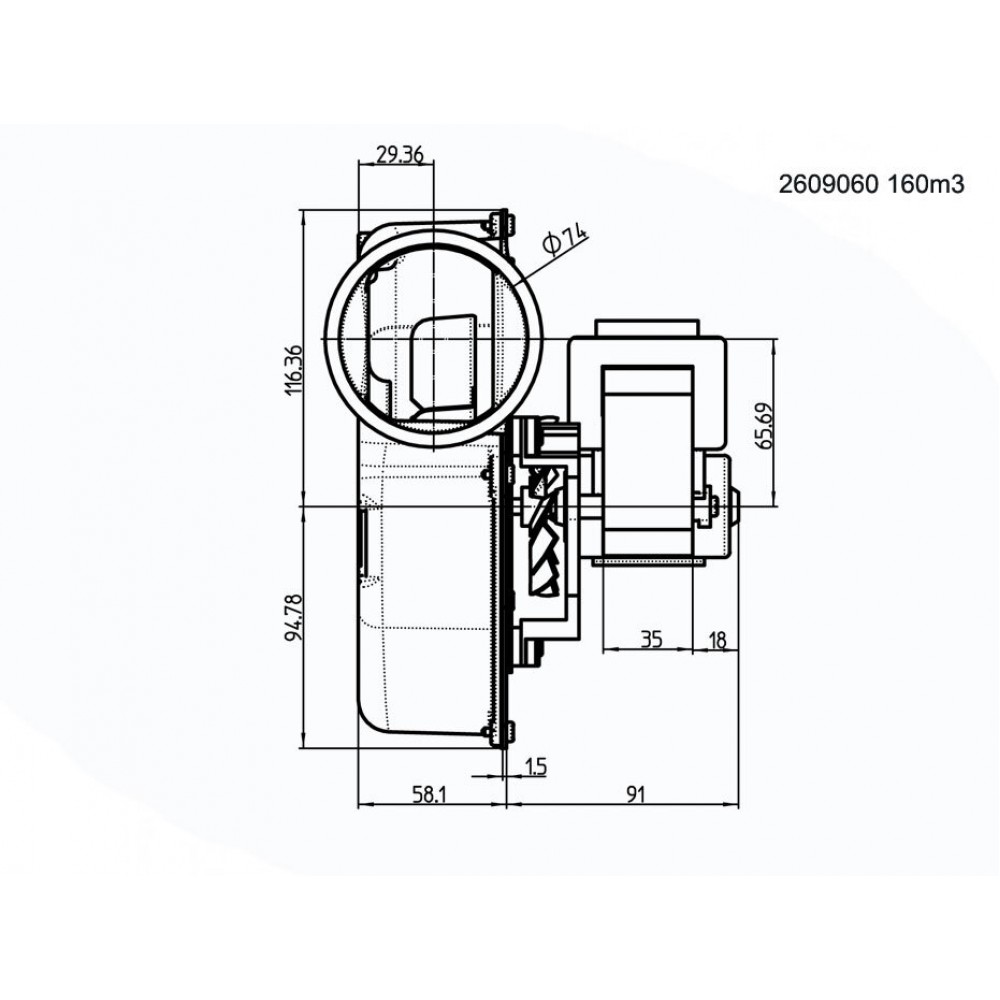 Suitsutõmbe ventilaator 162m³/h 57W 310Pa | Pelletikaminate ventilaatorid ja puhurid | Pelletikamina osad |