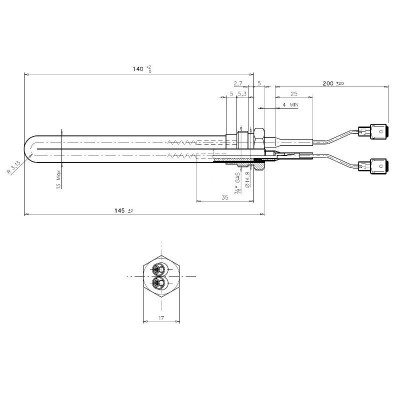 Pelleti süütepulk Palladio ja teised, kogupikkus 145mm, 250W - Pelletikamina osad