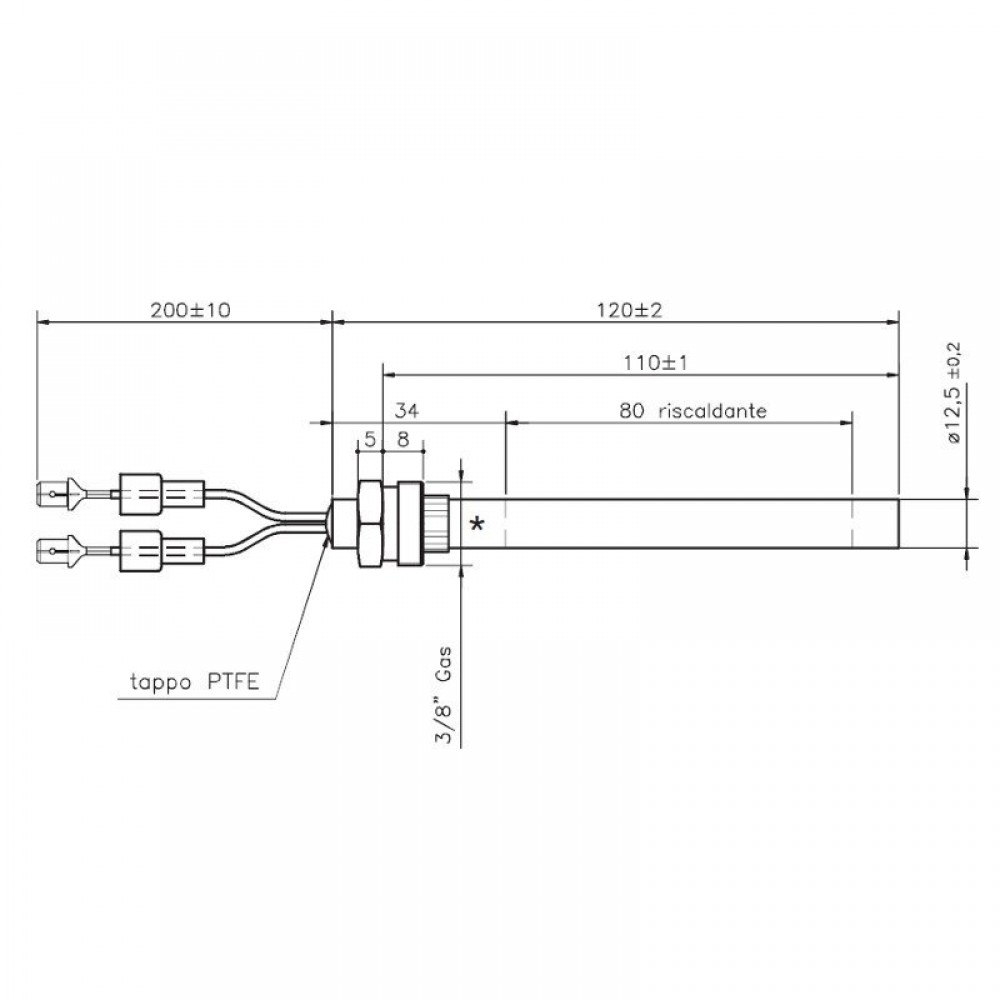 Pelleti süütepulk Girolami, kogupikkus 120mm, 235W | Pelleti süütepulk | Pelletikamina osad |