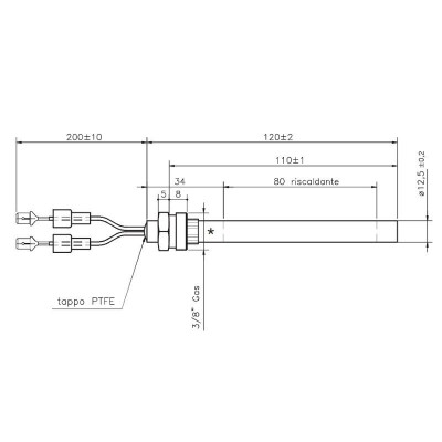 Pelleti süütepulk Girolami, kogupikkus 120mm, 235W - Pelleti süütepulk