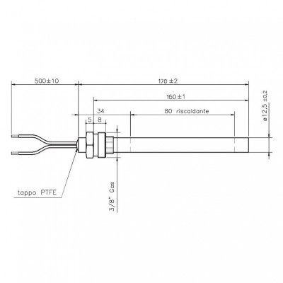 Pelleti süütepulk BURNiT, Palazzetti, Royal, Pasqualicchio ja teised, kogupikkus 170mm, 350W - Pelleti süütepulk