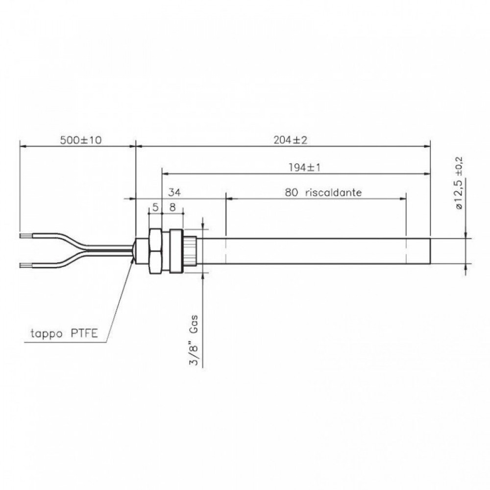 Pelleti süütepulk, kogupikkus 204mm, 420W | Pelleti süütepulk | Pelletikamina osad |