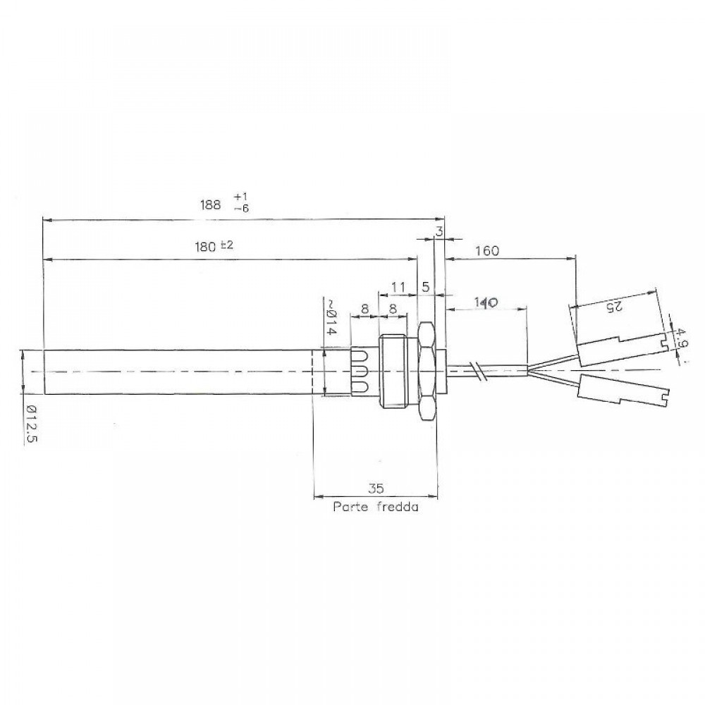 Pelleti süütepulk Palazzetti jt, kogupikkus 188mm, 350W | Pelleti süütepulk | Pelletikamina osad |