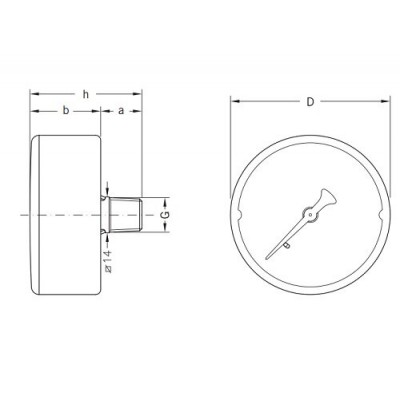 Axial manometer Cewal, Rear connection - Keskküte