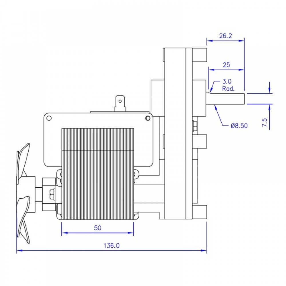 Reduktormootor Mellor FB1146, 5,3 RPM pelletikahjule Ecoteck, Lincar, Moretti Design, Ravelli, Thermorossi, Ungaro jt | Reduktormootorid | Pelletikamina osad |