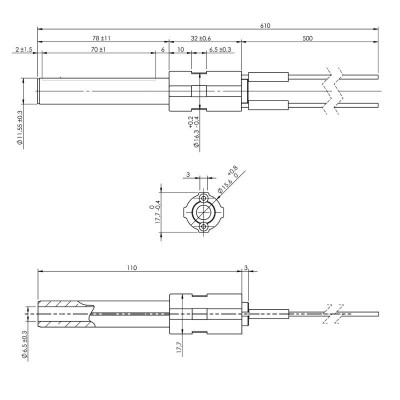 Keraamiline Pelleti süütepulk BURNiT, Palazzetti jt, kogupikkus 113mm, 260W - Pelleti süütepulk