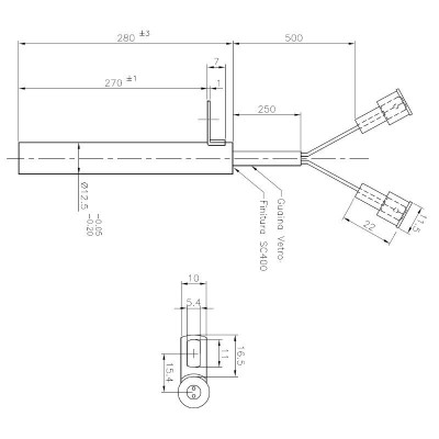 Pelleti süütepulk Edilkamin jt, kogupikkus 280mm, 470W - Pelleti süütepulk