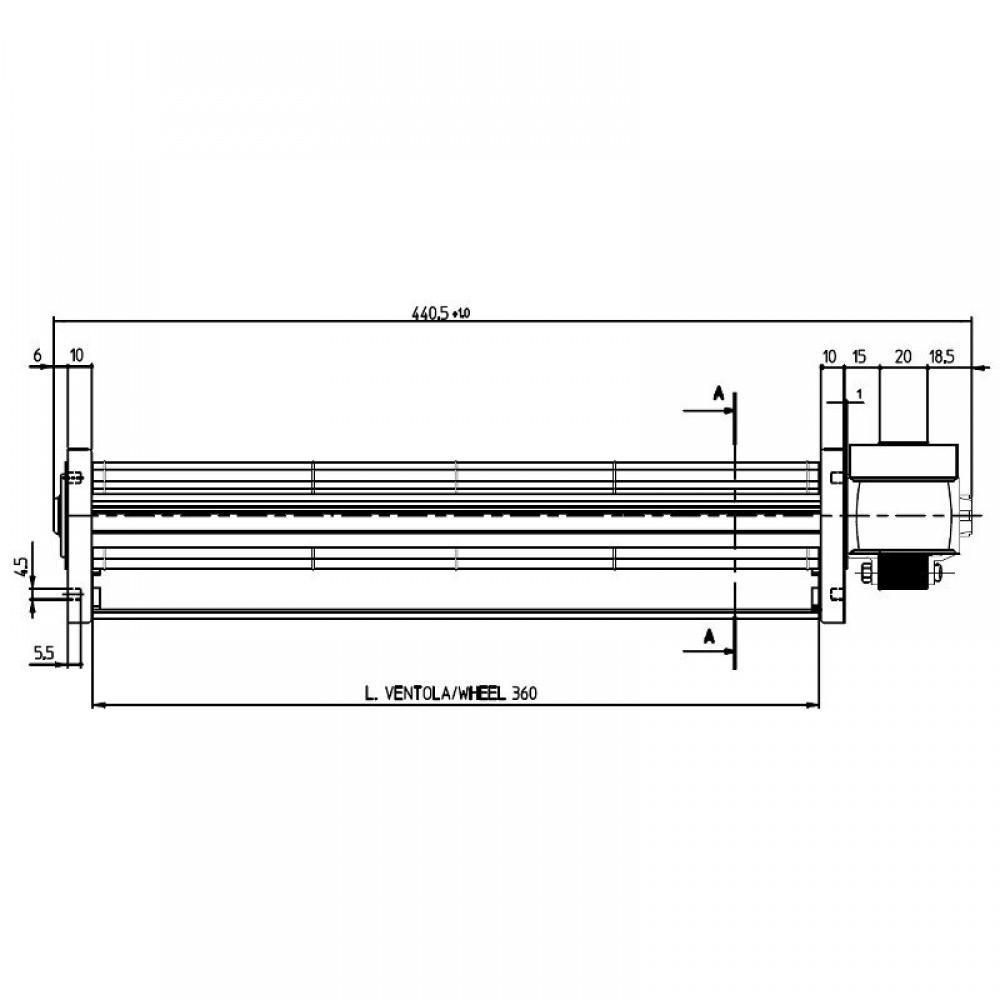 Tangentsiaalne ventilaator Ø45 mm, vooluhulk 165 m³/h | Ventilaatorid ja puhurid | Pelletikamina osad |