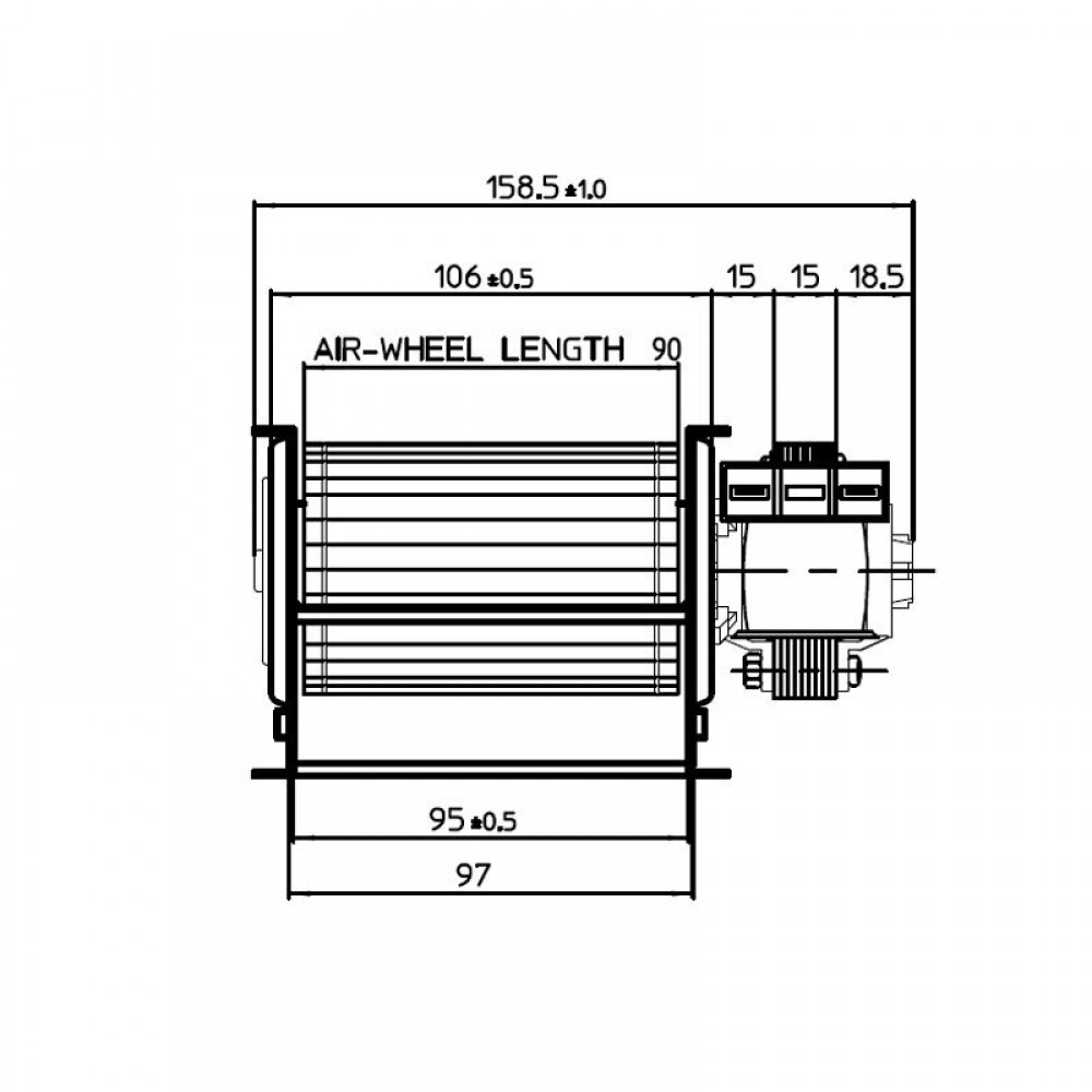 Tangentsiaalne ventilaator Ø60 mm, vooluhulk 70 m³/h | Ventilaatorid ja puhurid | Pelletikamina osad |
