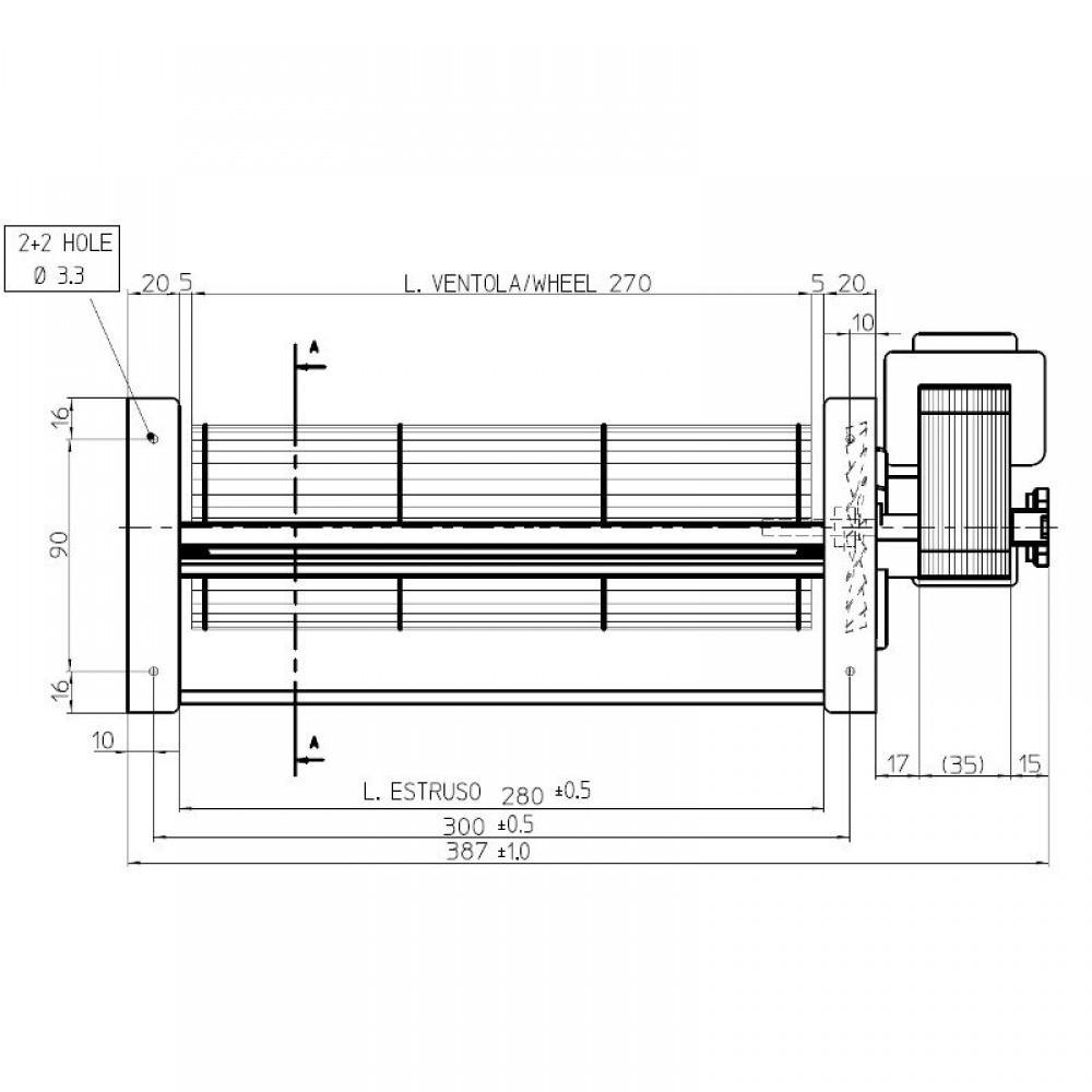 Tangentsiaalne ventilaator Ø80 mm, vooluhulk 305 m³/h | Ventilaatorid ja puhurid | Pelletikamina osad |